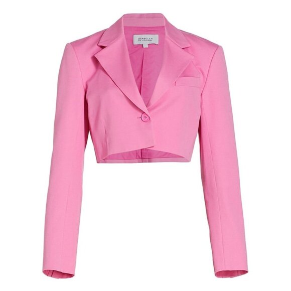 DEREK LAM 10 CROSBY Courtney cropped cotton-blend blazer - Bright Pink - Size 8 - Picture 9 of 11